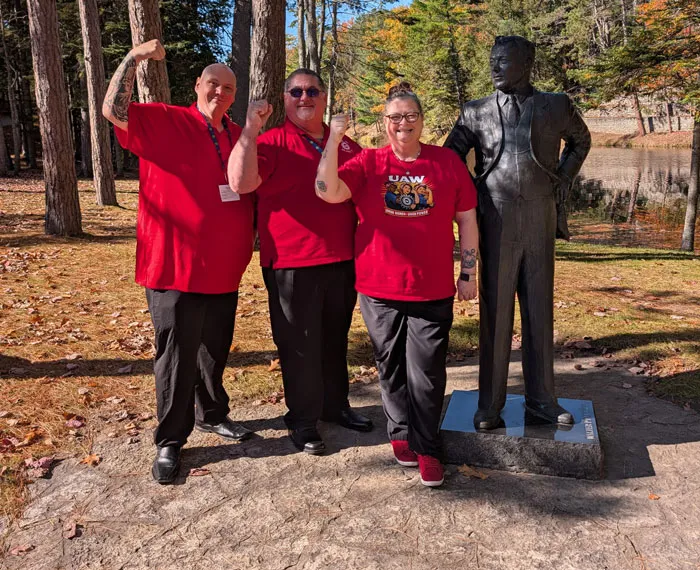 uaw region 8 conference reuther statue group photo